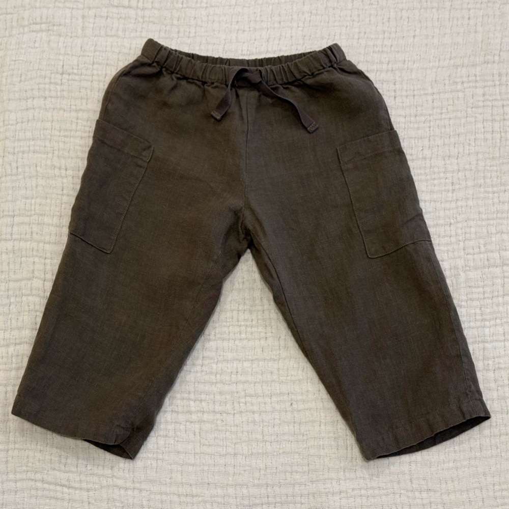 Bonpoint Baby Gray Linen Cargo Pants 18M